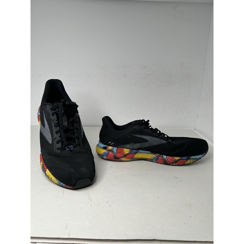 Men's BROOKS Launch 8 Black / Rainbow / Multicolor Running Shoes Size 13